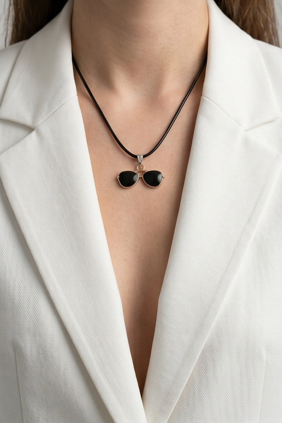 Gold and Black Sunglasses Pendant Necklace