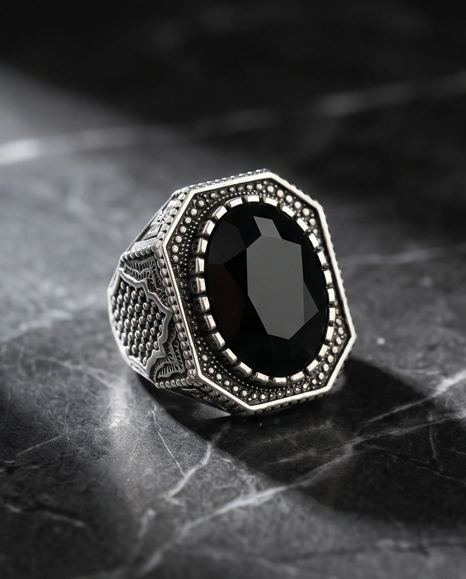 Vintage Ottoman Black Onyx Statement Ring