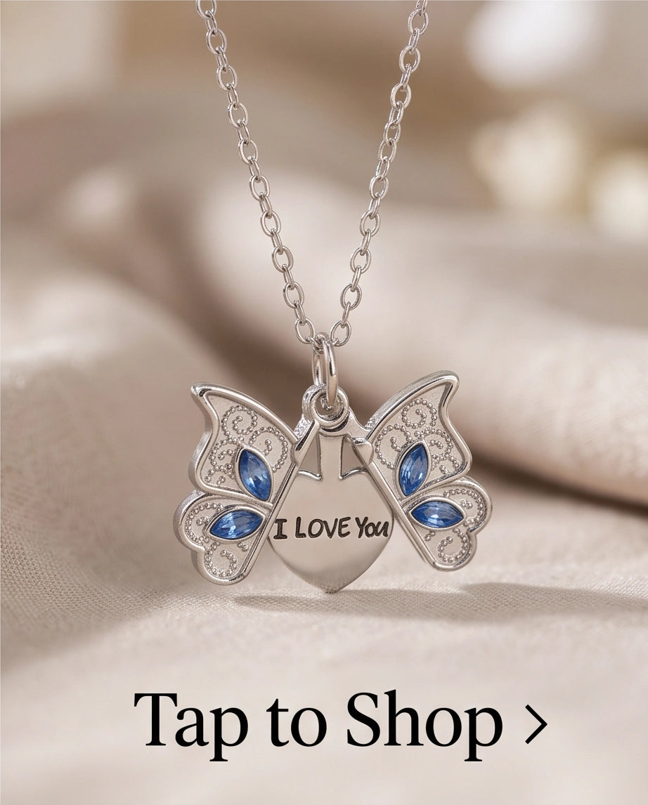 Silver Butterfly Secret Heart Pendant Necklace