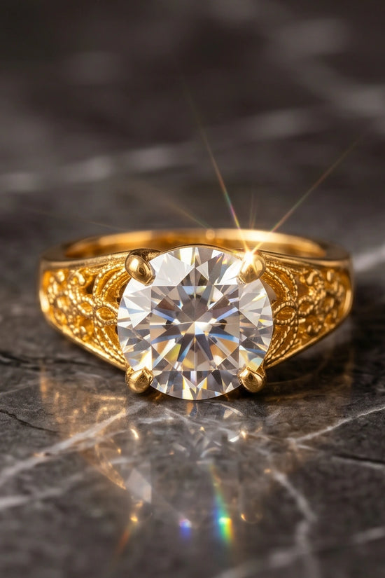 Golden Empress Moissanite Filigree Ring
