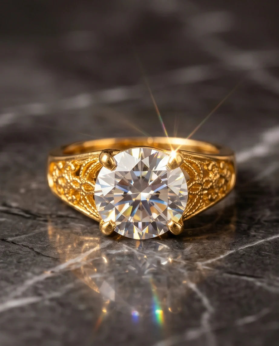 Golden Empress Moissanite Filigree Ring