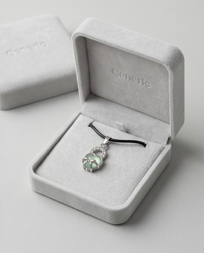 Green Heart Bow Lock Pendant Necklace