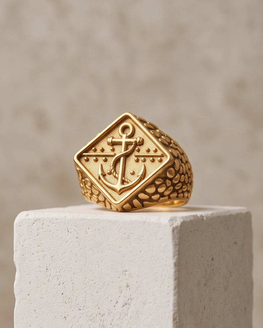 Maritime Anchor Rhombus Signet Ring