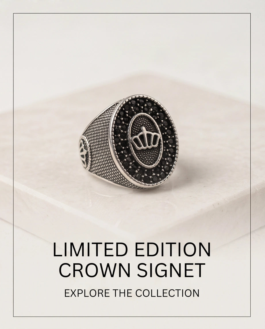 Imperial Crown Stippled Signet Ring