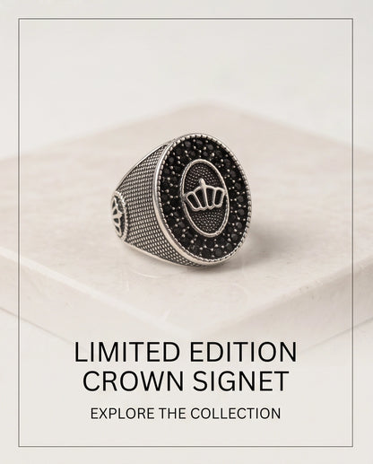 Imperial Crown Stippled Signet Ring
