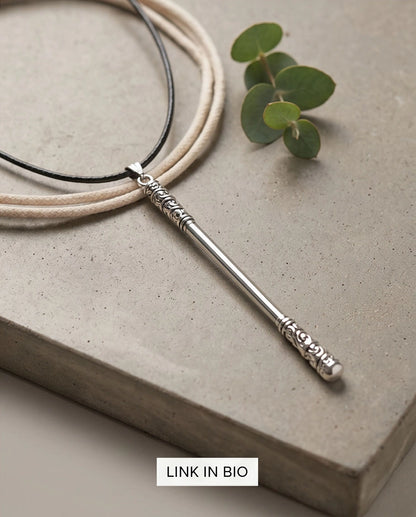 Carved Staff Pendant Necklace