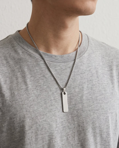 Silver Minimalist Bar Pendant Necklace