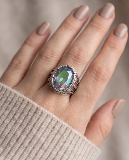 Iridescent Mystic Quartz Silver Ring