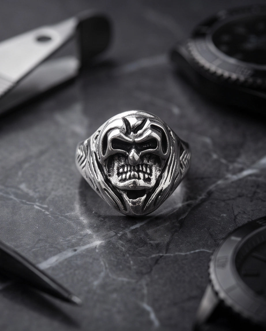 Hooded Reaper Sculpted Signet Ring