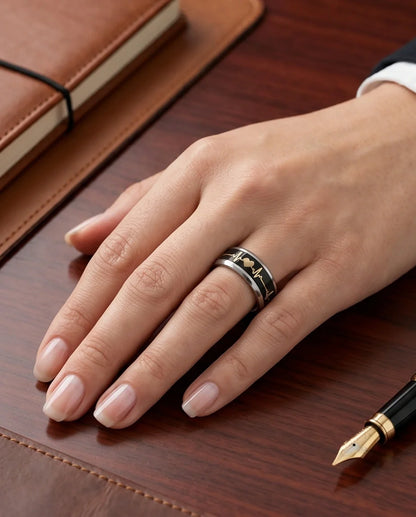 Romantic Gold Heartbeat Band Ring