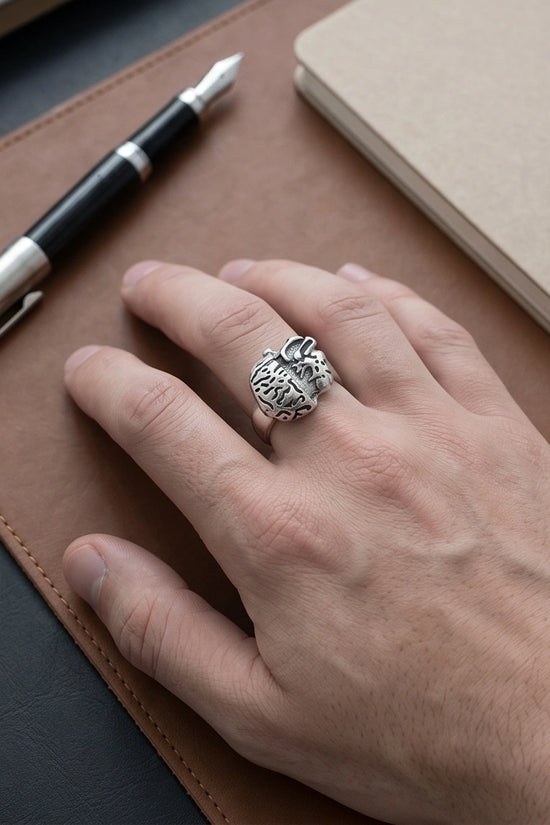 Gothic Sterling Silver Brain and Heart Split Ring