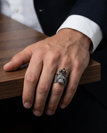 Crowned Royal Lion Sculpted Ring