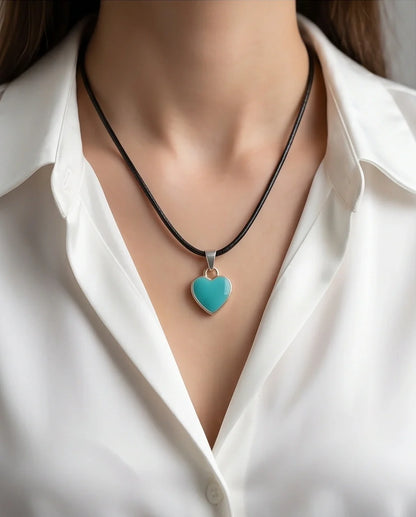 Gold and Turquoise Minimalist Heart Necklace