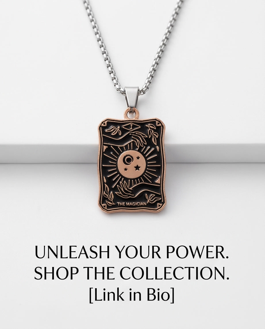 Gold "The Magician" Tarot Card Pendant Necklace