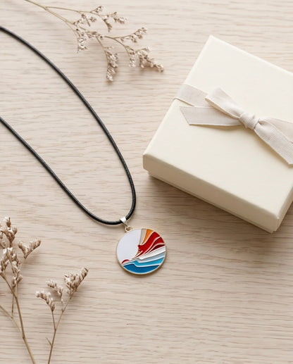 Sunset Wave Enamel Pendant Necklace