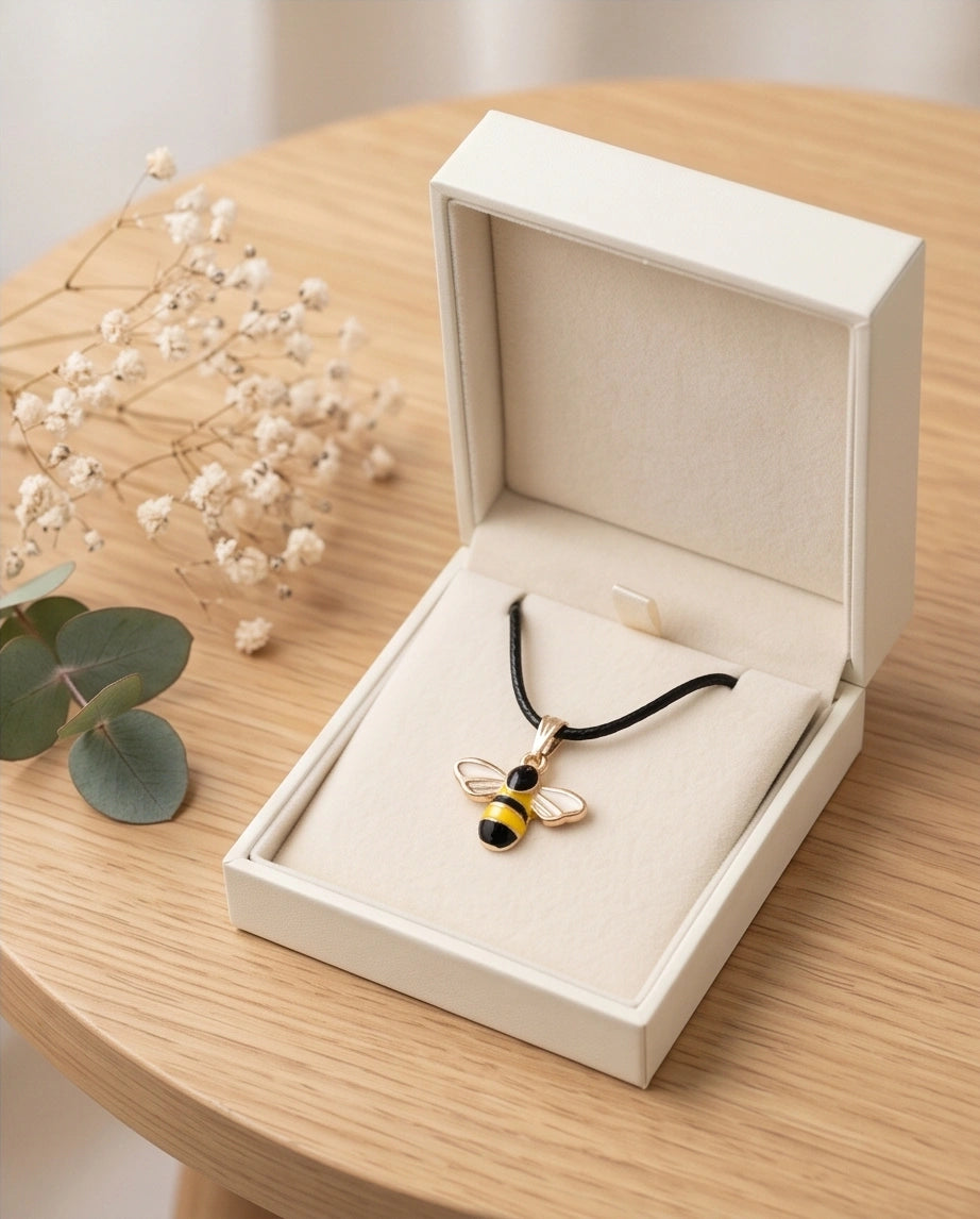 Golden Honeybee Pendant Necklace