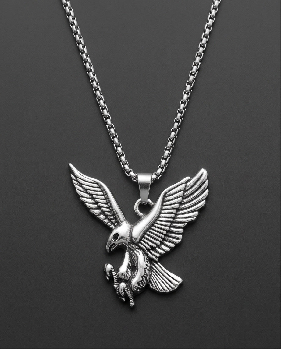 Silver Soaring Eagle Pendant Necklace