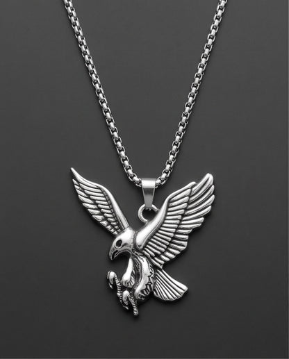 Silver Soaring Eagle Pendant Necklace