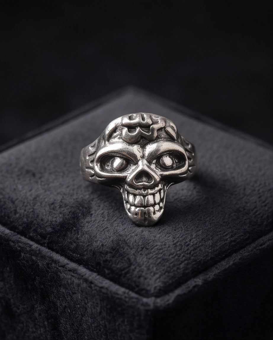 Carved Eyeball Skull Signet Ring