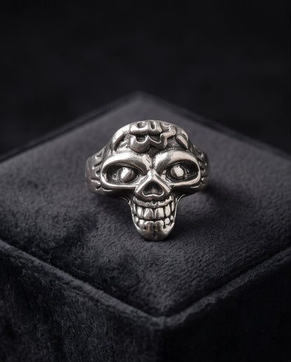 Carved Eyeball Skull Signet Ring