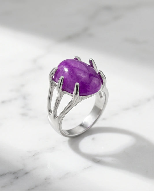 Vibrant Orchid Jade Statement Ring