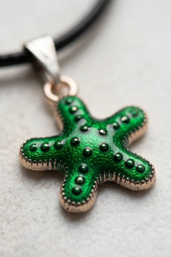 Gold and Green Starfish Pendant Necklace