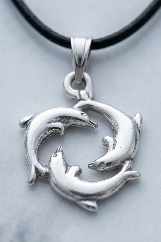 Silver Dolphin Circle Necklace