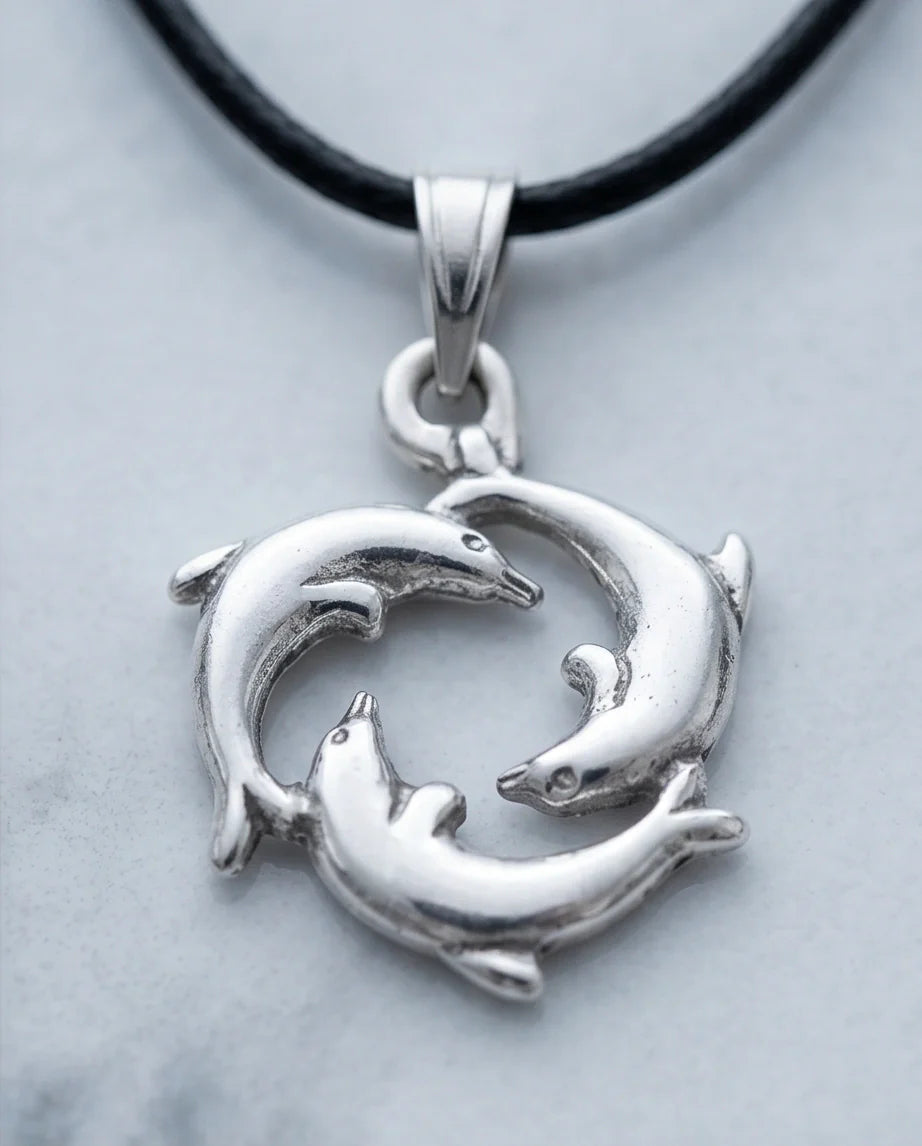 Silver Dolphin Circle Necklace