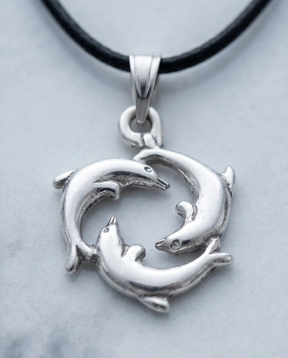 Silver Dolphin Circle Necklace