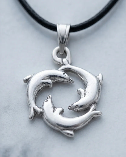 Silver Dolphin Circle Necklace