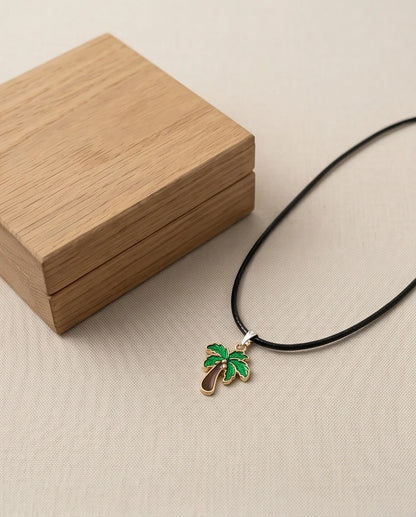 Gold and Green Palm Tree Necklace