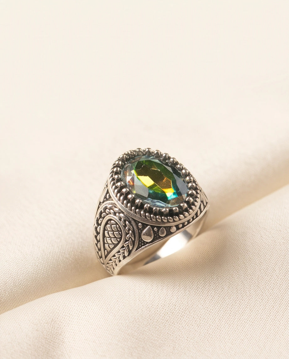 Prism Mystic Topaz Beaded Silver Ring