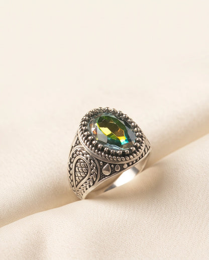 Prism Mystic Topaz Beaded Silver Ring
