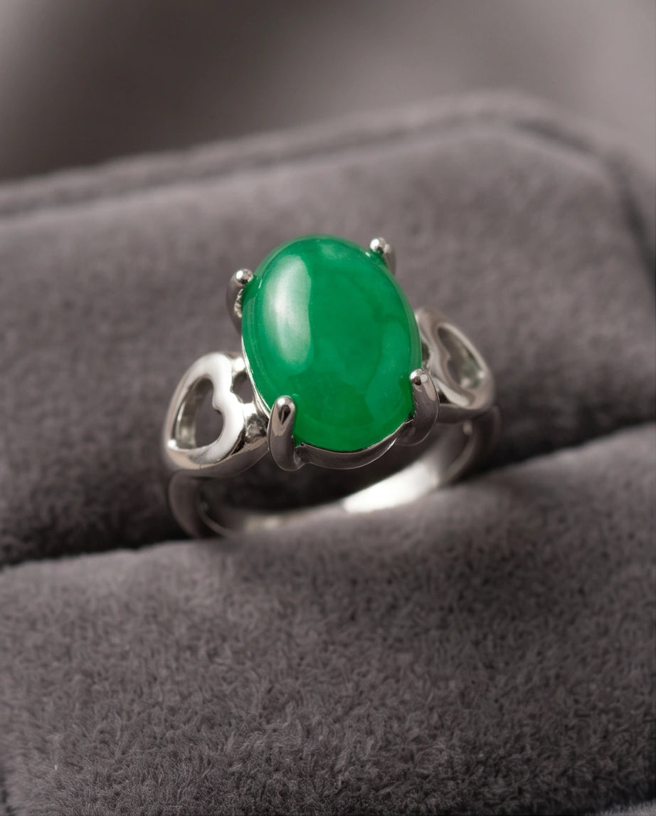 Imperial Heart Green Jade Ring
