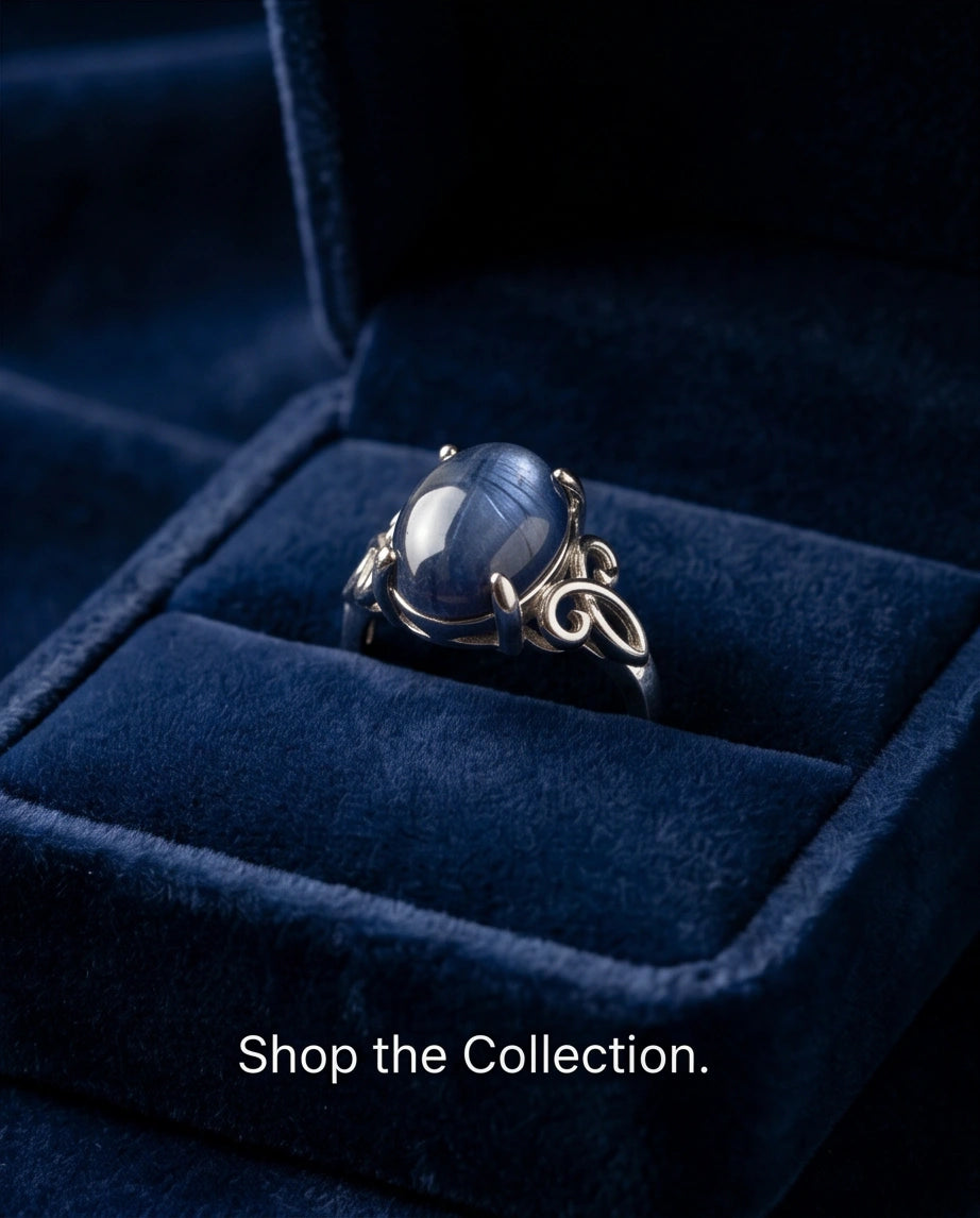 Silver Sapphire Filigree Ring