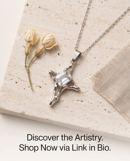 Silver Clear Gemstone Gothic Cross Pendant Necklace