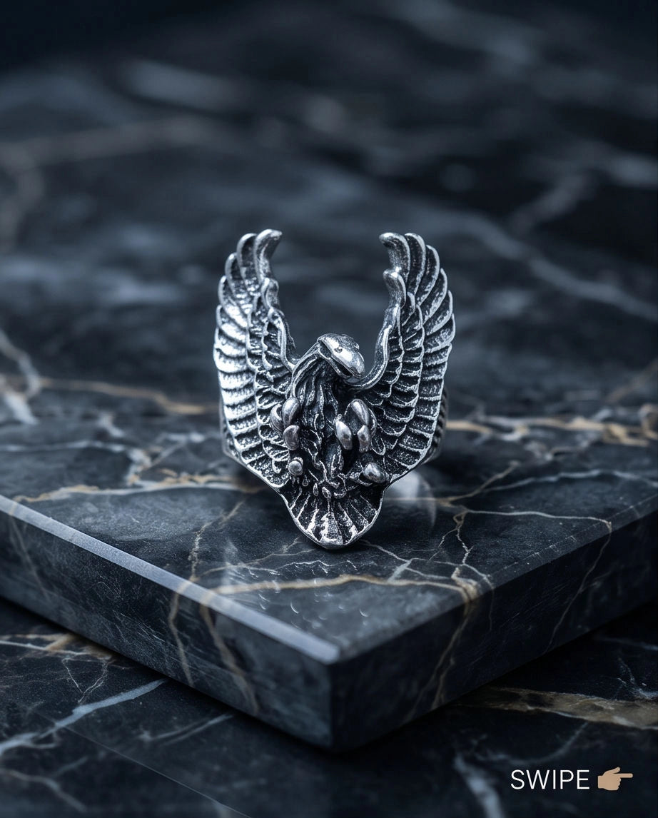 Oxidized Silver Phoenix Sculpted Ring