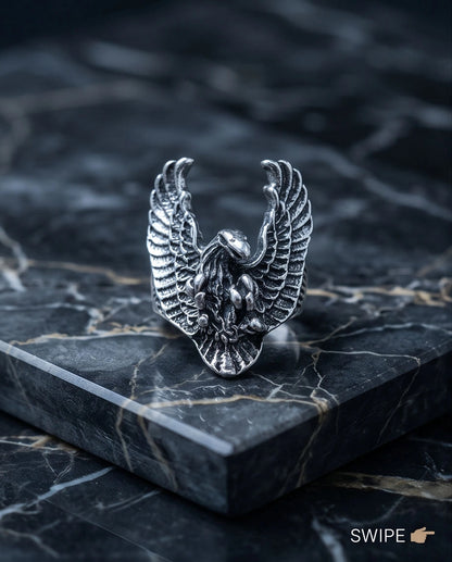 Oxidized Silver Phoenix Sculpted Ring