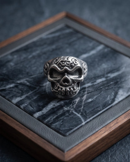 Tribal Cranium Engraved Skull Ring