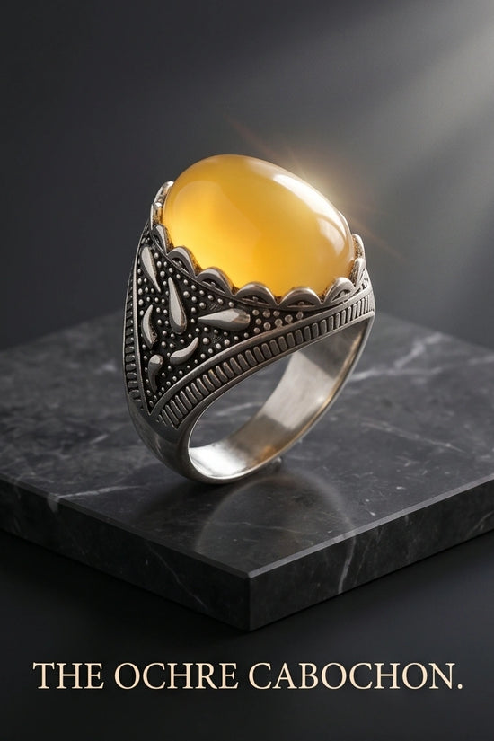 Sovereign Amber Agate Silver Ring