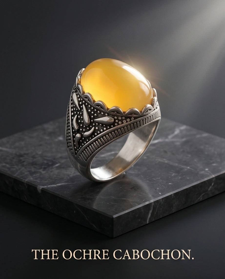 Sovereign Amber Agate Silver Ring