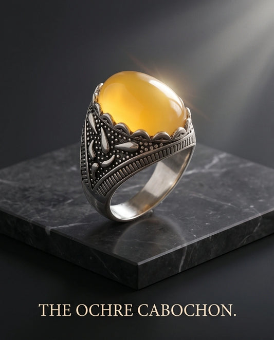 Sovereign Amber Agate Silver Ring