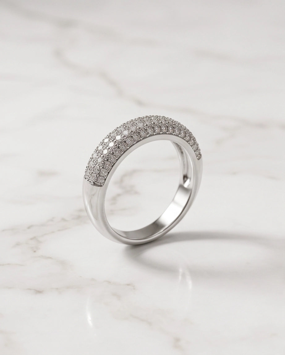Multi-Row Pavé Curved Dome Band