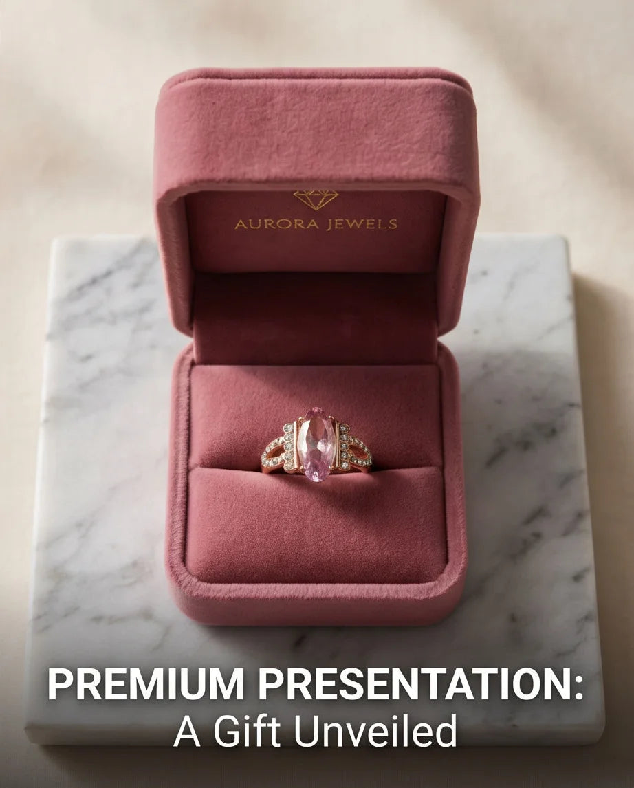 Rose Gold Marquise Pink Topaz Vintage Ring