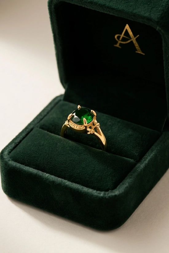 Golden Verdant Emerald Solis Ring