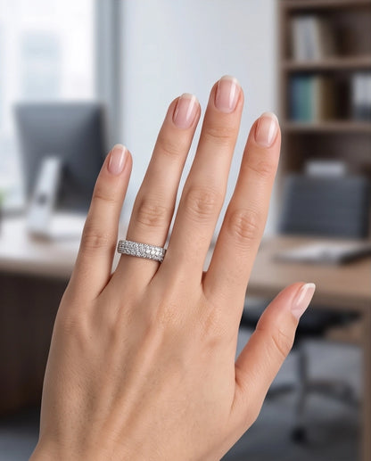 Multi-Row Pavé Curved Dome Band