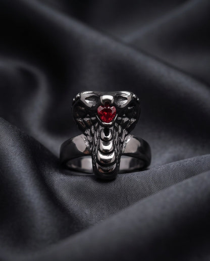 Ruby-Set Sculpted Cobra Ring