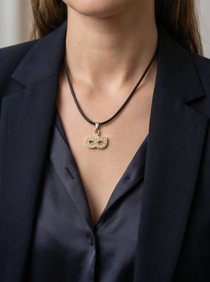 Gold Masquerade Mask Pendant Necklace