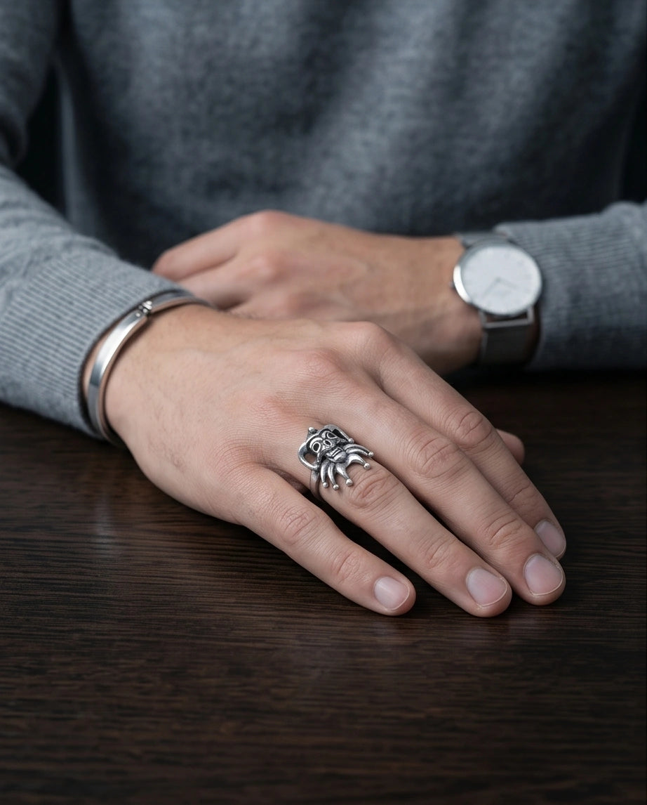 Gothic Sterling Silver Evil Jester Skull Ring
