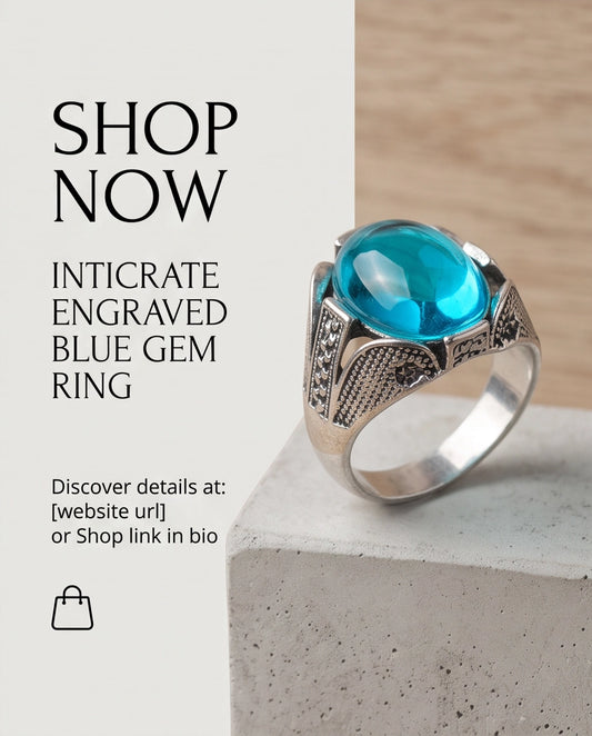 Cerulean Zenith Stippled Signet Ring